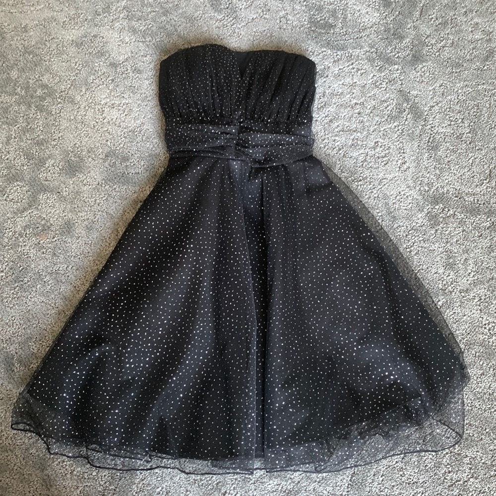 Black sequins strapless formal dress!